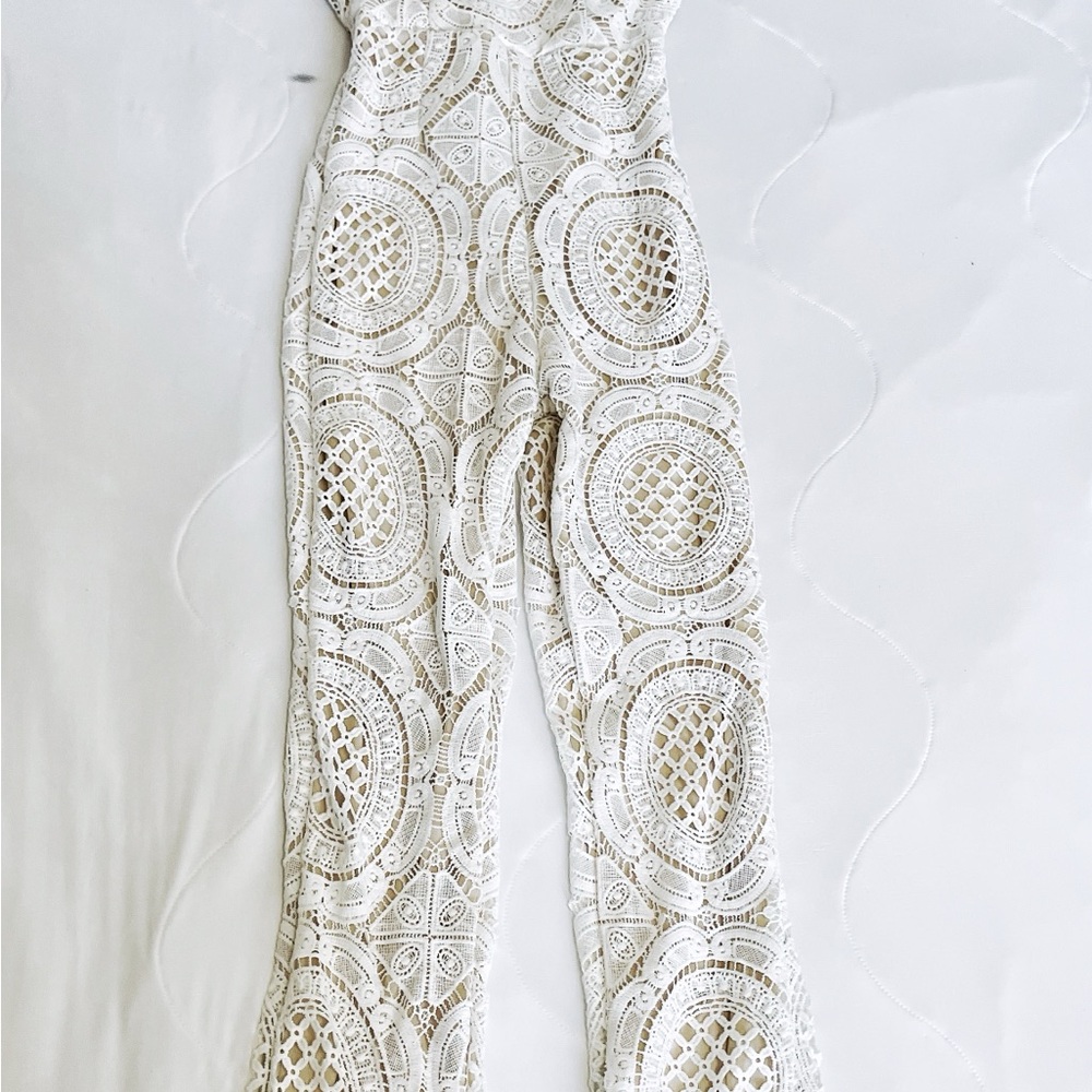 Elegant White Lace Jumpsuit - Picture 2 of 5